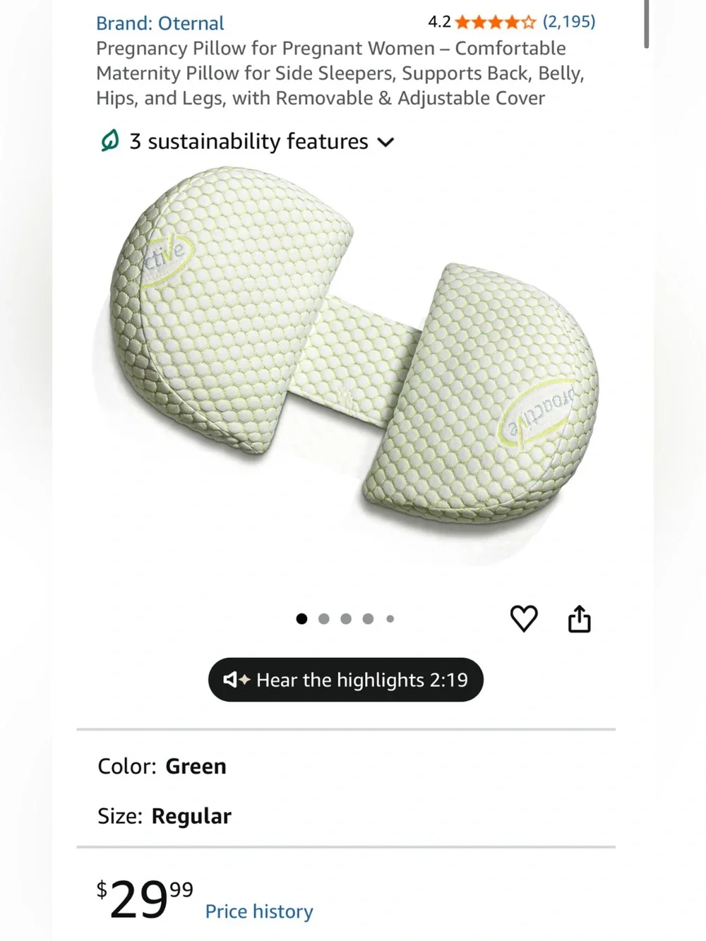 Oternal Pregnancy Support Pillow